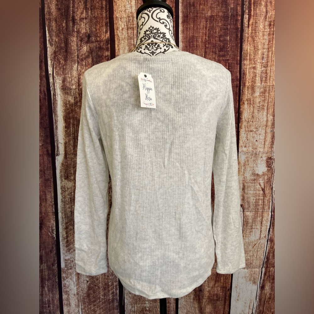 Hippie Rose | NWT Women’s Henley Soft Ribbed Long Sleeve Top - Picture 3 of 6